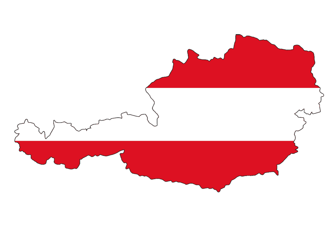 Outline of Austria in flag design