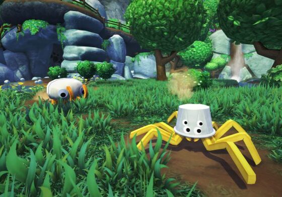 Cartoon insects in grassy forest scene