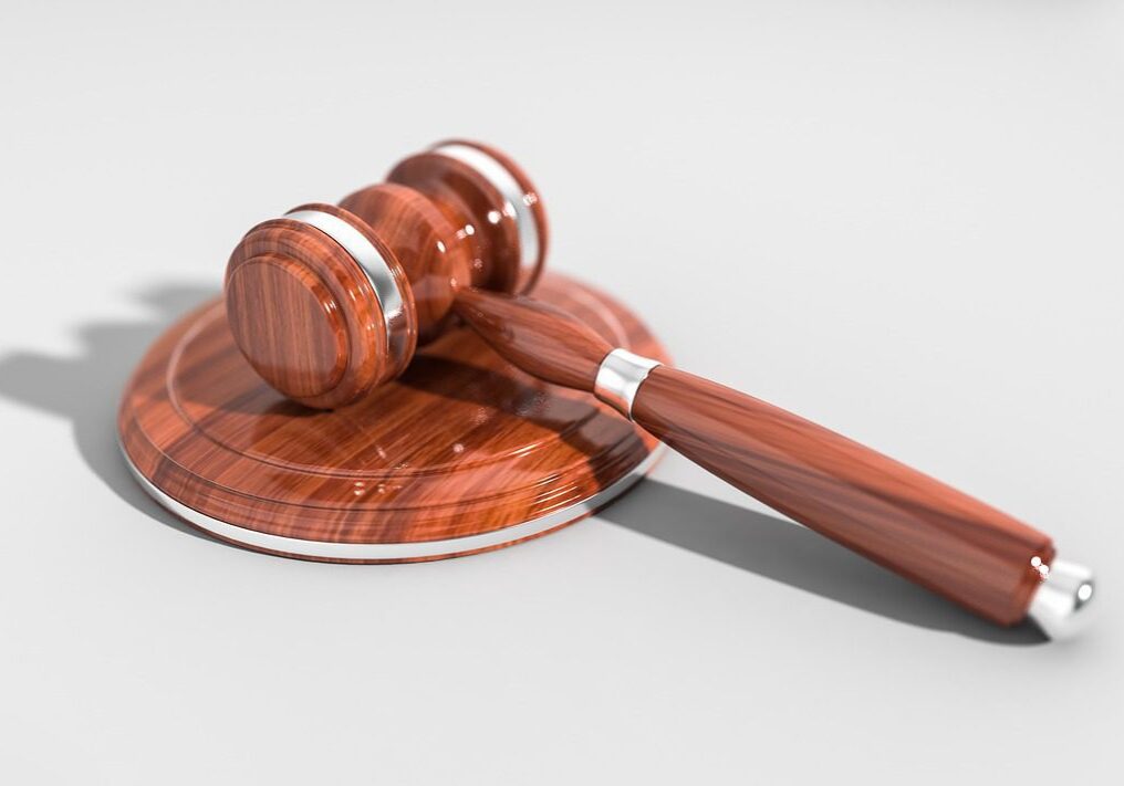 Judge's gavel on white background