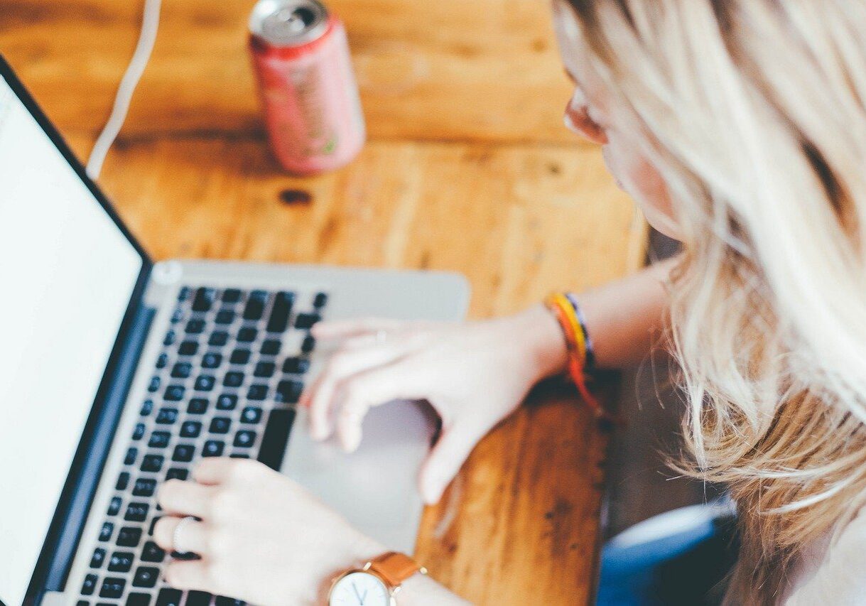 Woman working on a laptop