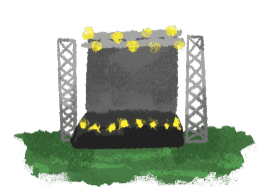 Empty stage on grass field