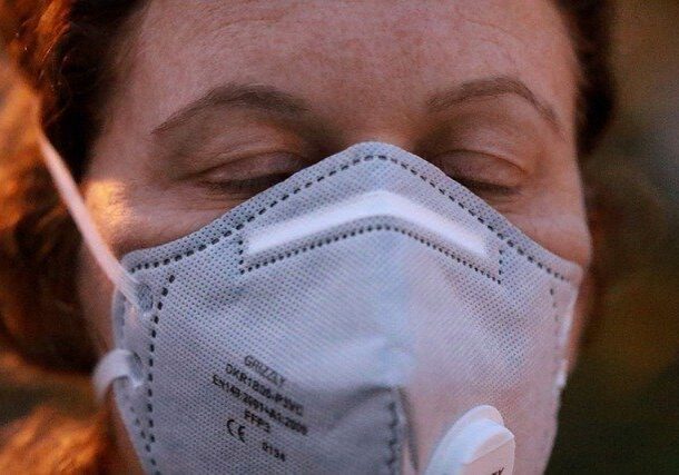 Close-up of woman with mask