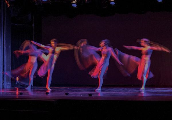 Dancers in motion on stage