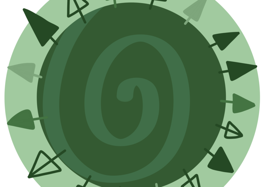 Abstract green circle with trees