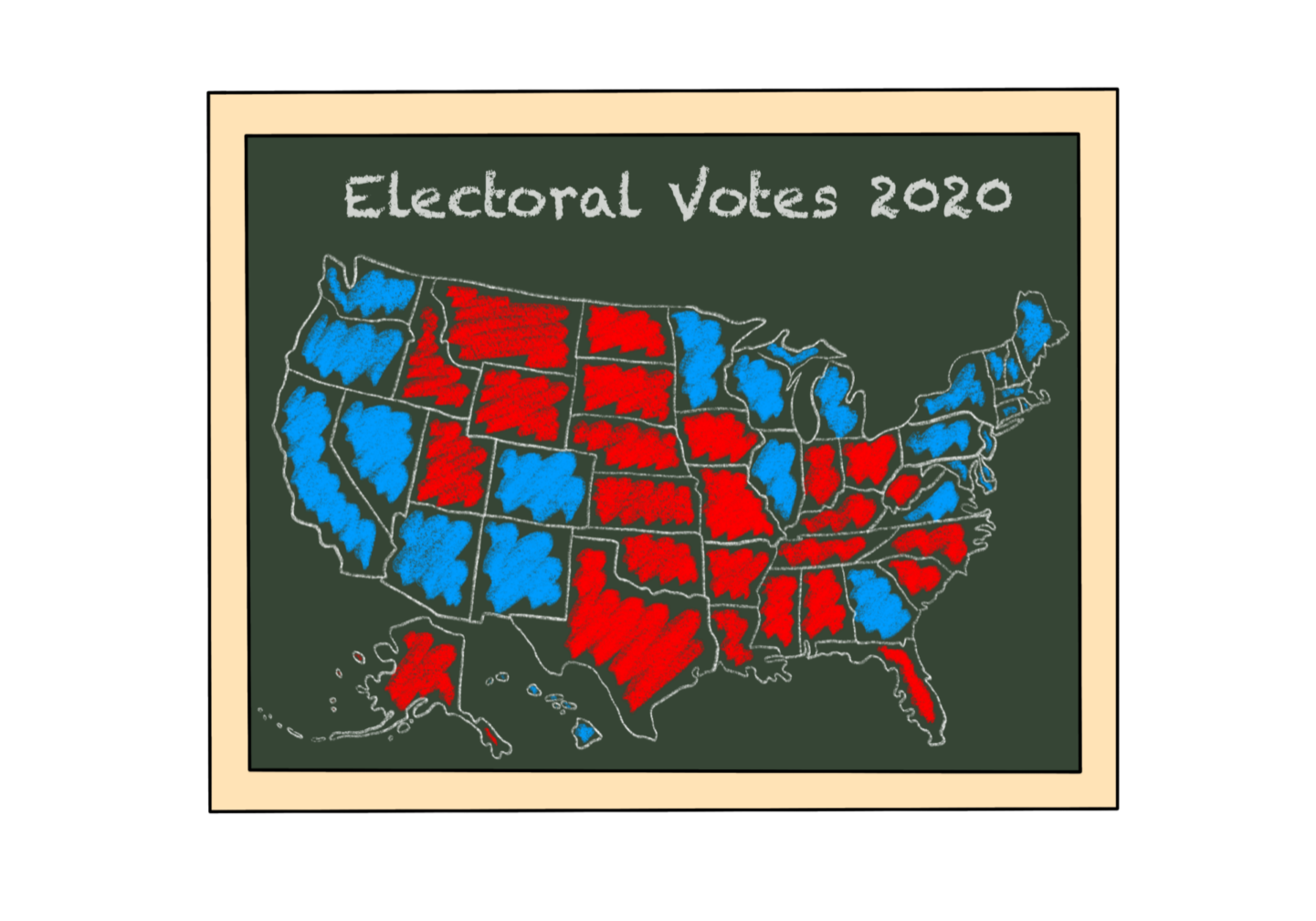 Electoral map 2020 in red and blue