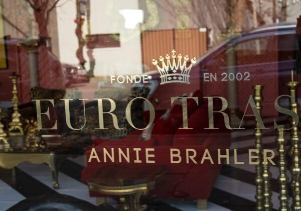 Storefront window with Euro Trash logo