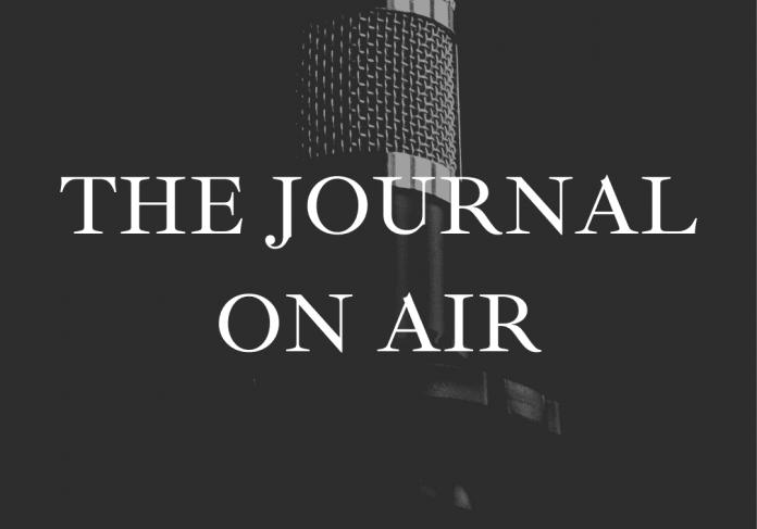 Podcast microphone with "The Journal On Air" text