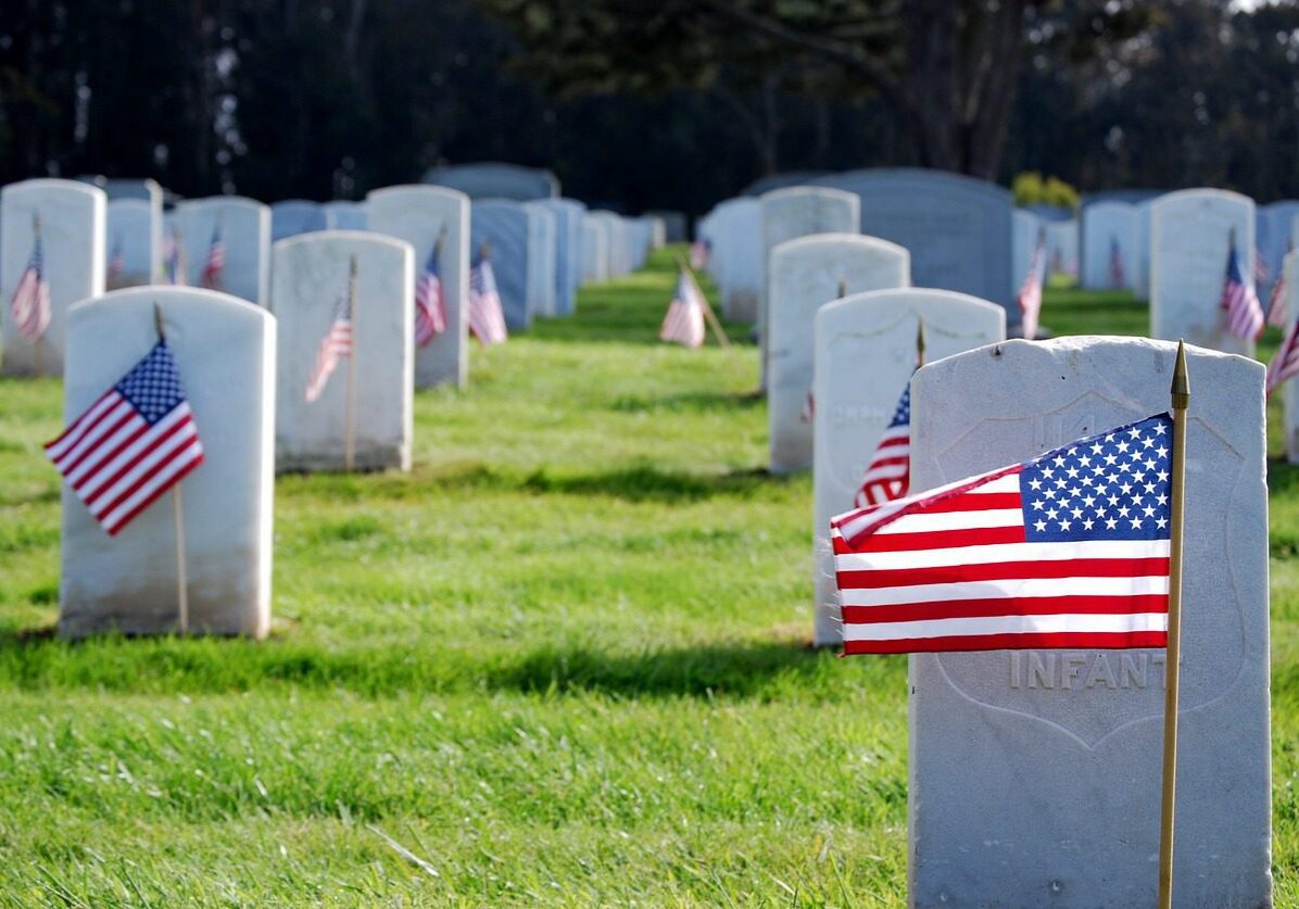 Flags honoring fallen soldiers