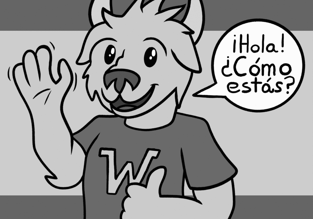 Friendly cartoon animal saying hello