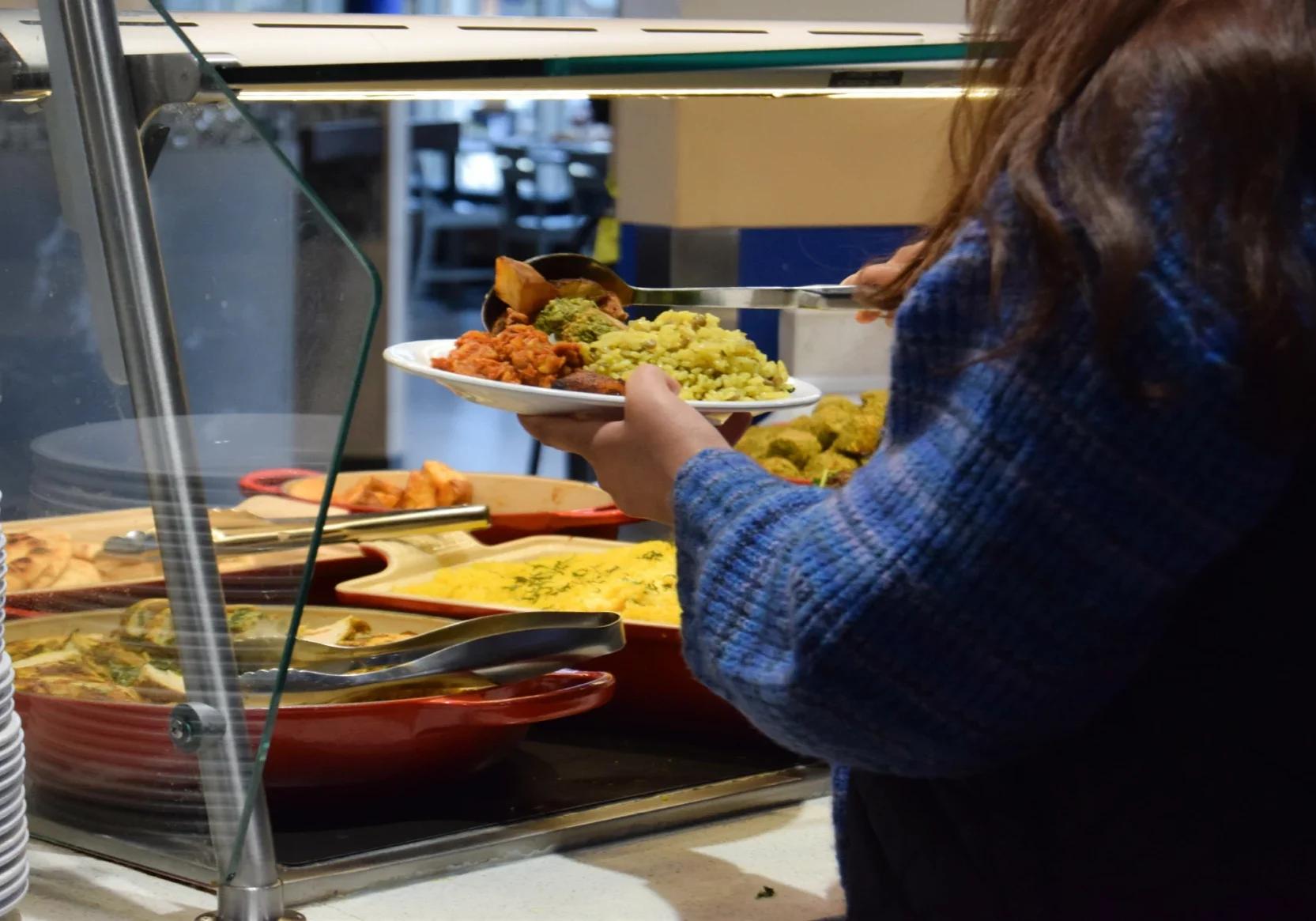 Buffet selection with various food options