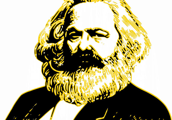 Artistic sketch of historical figure silhouette