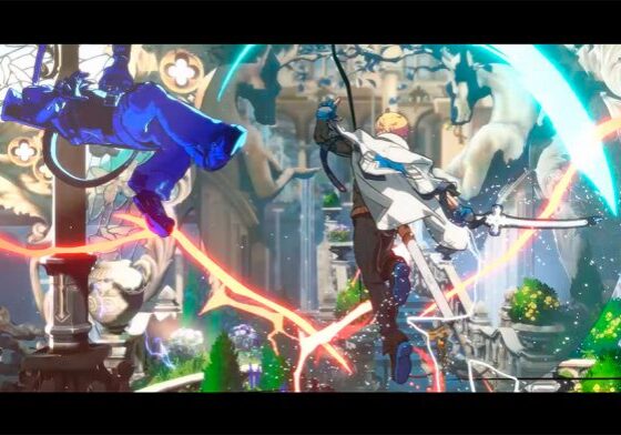 Two characters battling with swords
