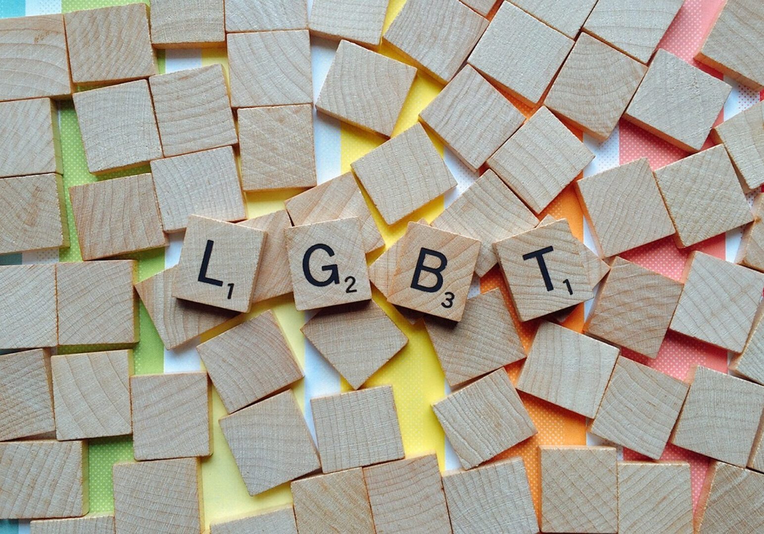 Scrabble tiles spelling LGBT