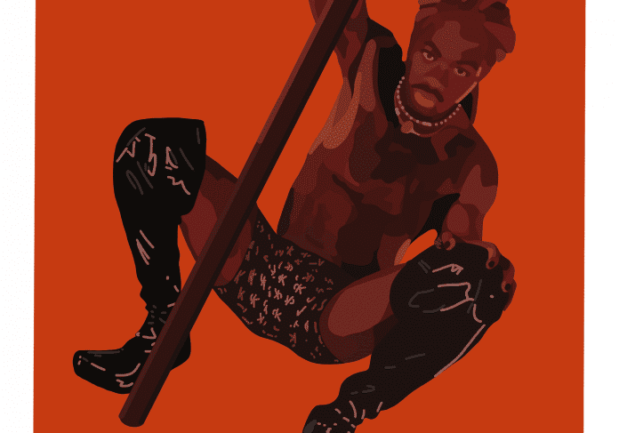 Graphic art of a dancer with pole
