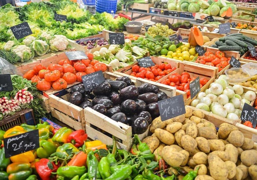 Colorful vegetables on market stall