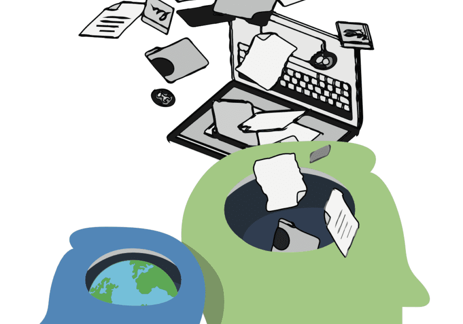 Technology and knowledge exchange illustration