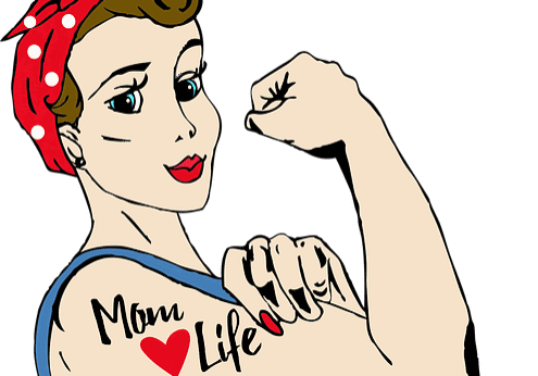 Vintage-style illustration, mom empowerment theme