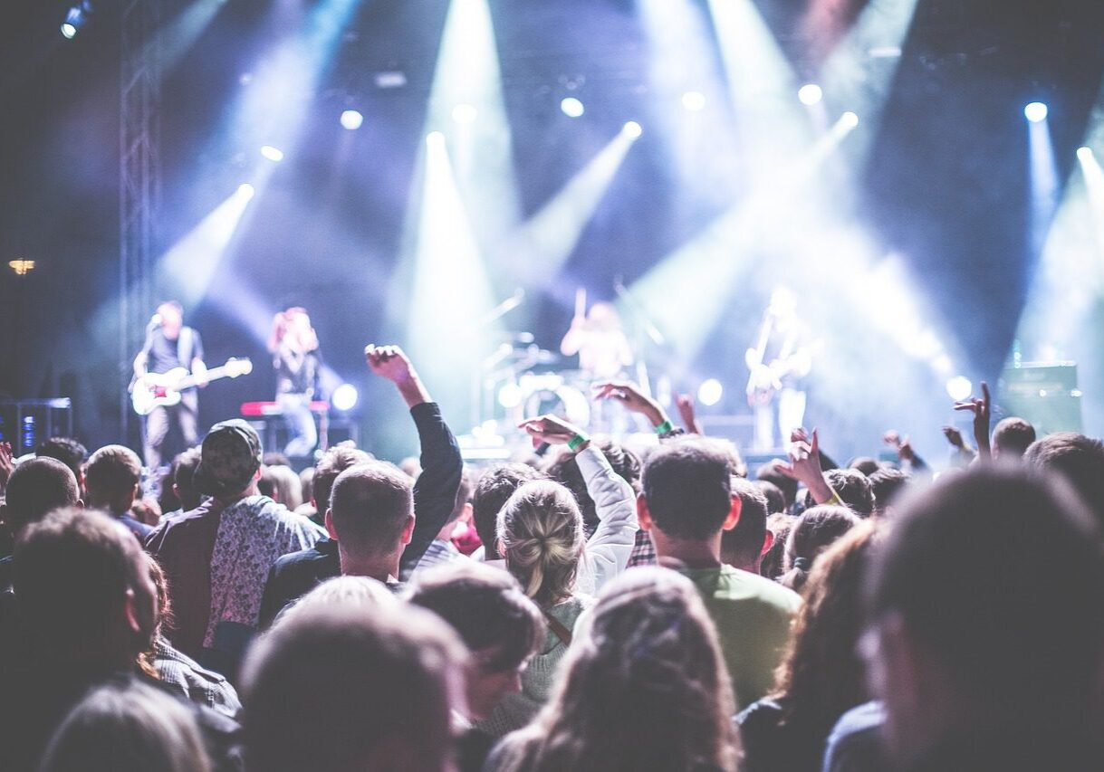 Audience at a vibrant music festival