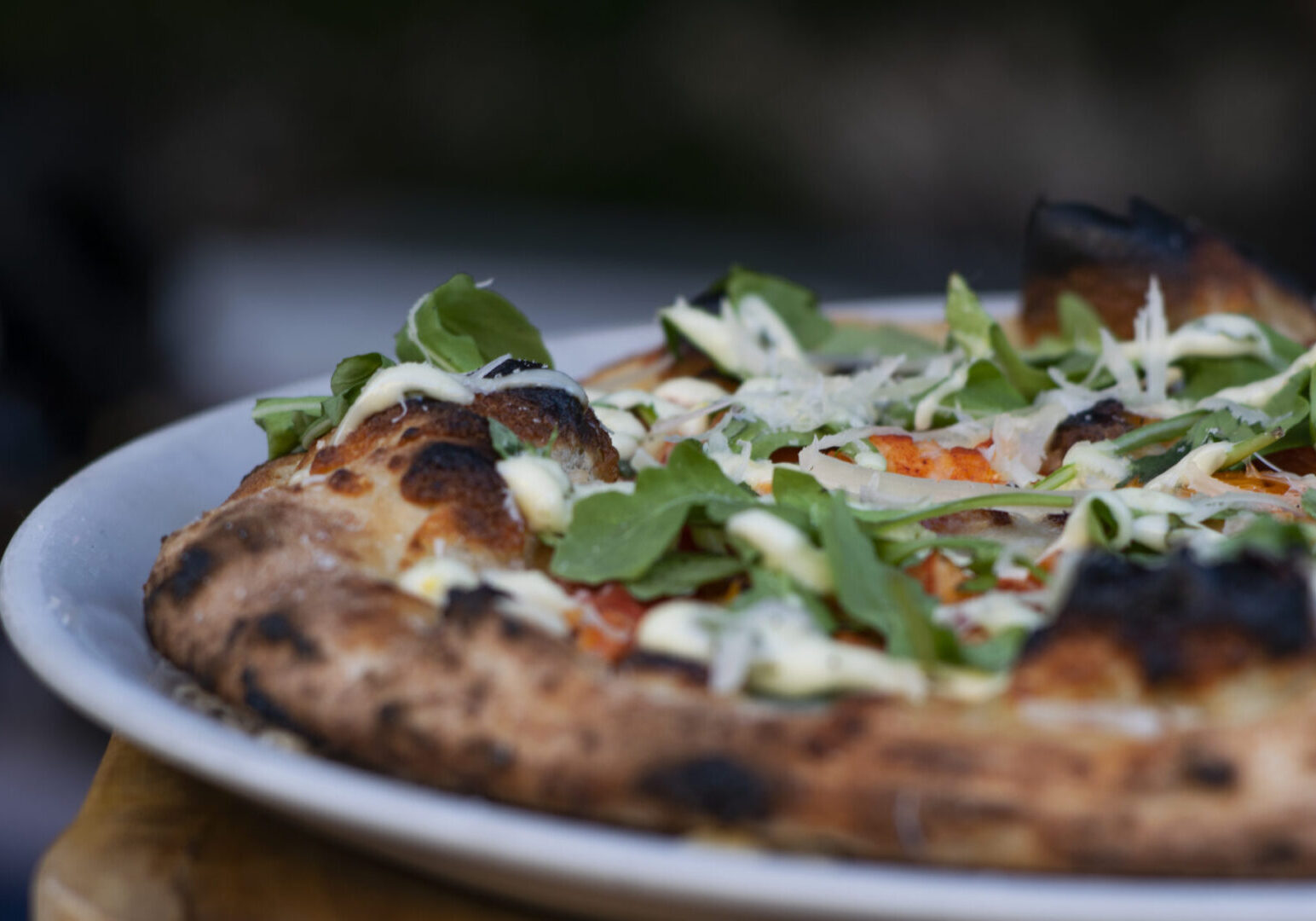 Close-up of gourmet pizza