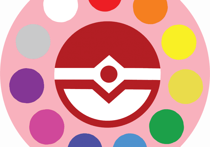Artistic Poké Ball surrounded by color palette