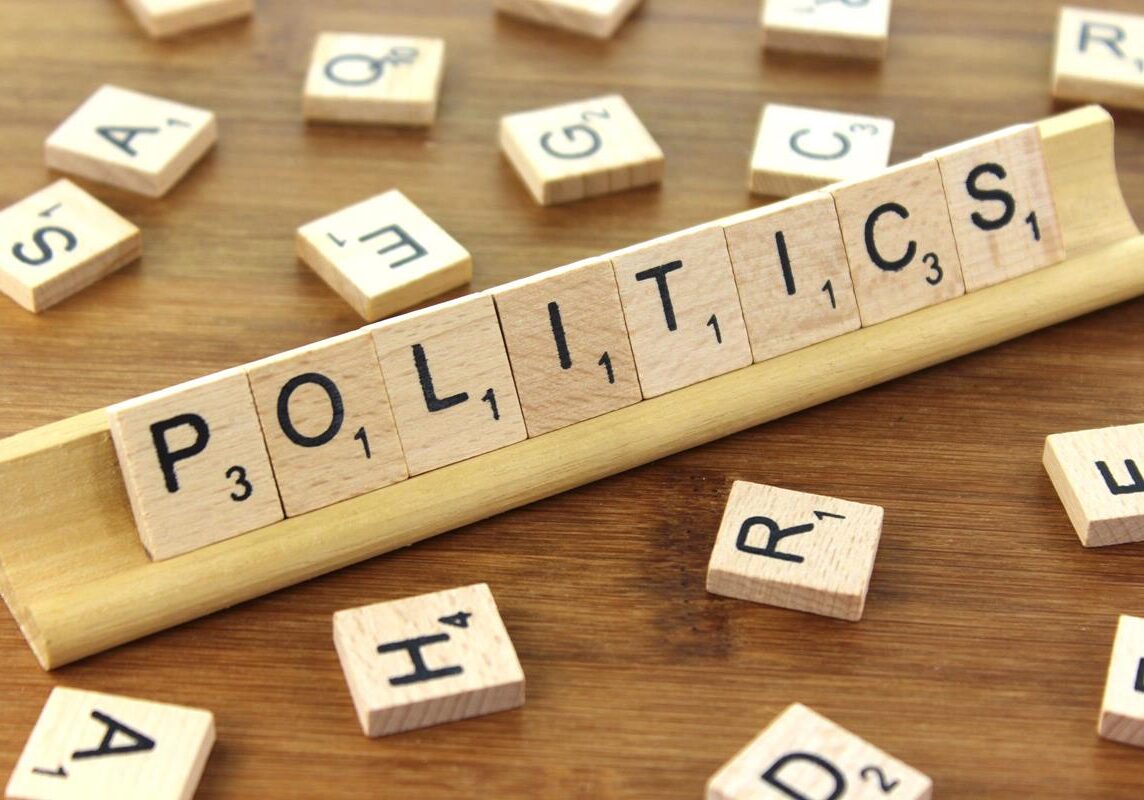 Scrabble tiles forming word politics