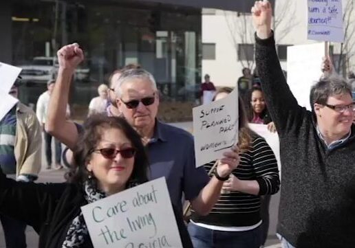 Demonstrators advocating for social causes