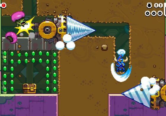 Video game character dodging spinning saws