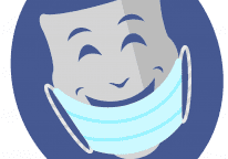 Smiling theater mask wearing mask