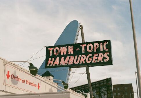 Classic burger joint signage outdoors