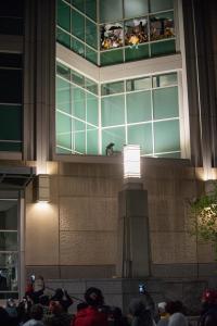 People pulled out their phones to record or live stream outside of the City Justice Center.